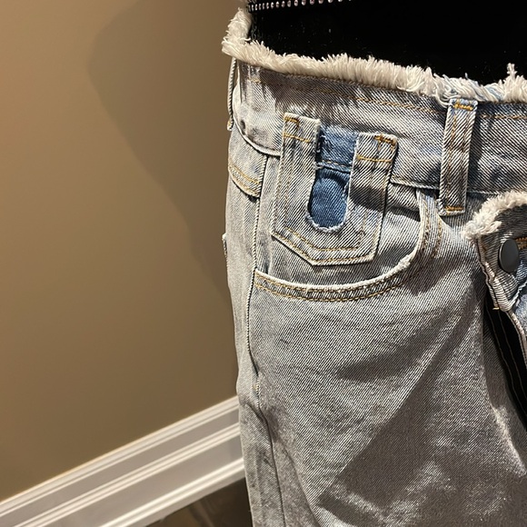 Retro Distressed POL Denim Skirt with Metal Studs - Picture 13 of 16